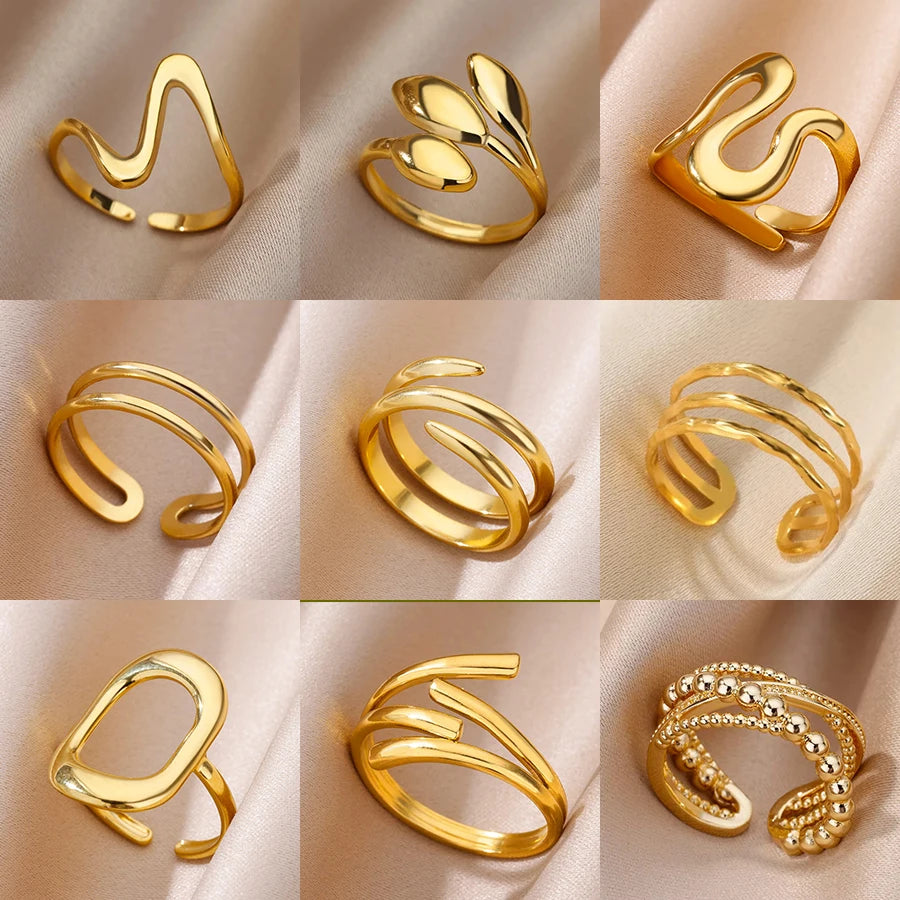 Variante unité : Bague Dorée Aurévia — Acier Inoxydable, Ne Ternit Jamais, Ajustable