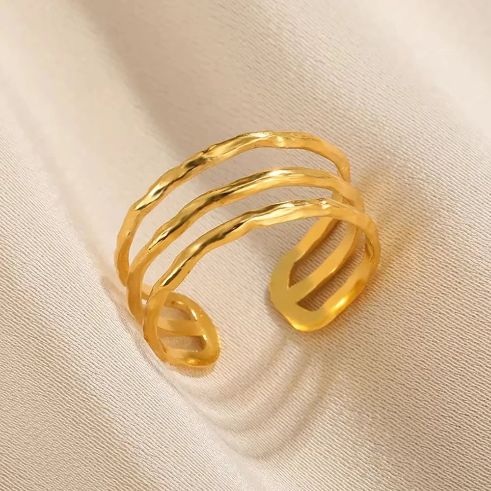 Variante unité : Bague Dorée Aurévia — Acier Inoxydable, Ne Ternit Jamais, Ajustable