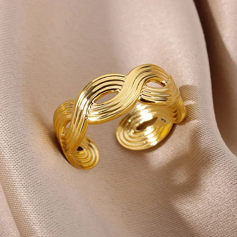 Variante unité : Bague Dorée Aurévia — Acier Inoxydable, Ne Ternit Jamais, Ajustable